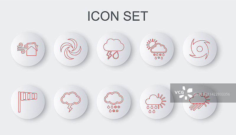 晴天锥形风向标线条多云下雨合集图片素材