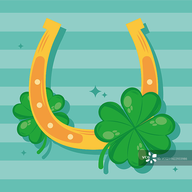 圣帕特里克节三叶草与马蹄铁图片素材