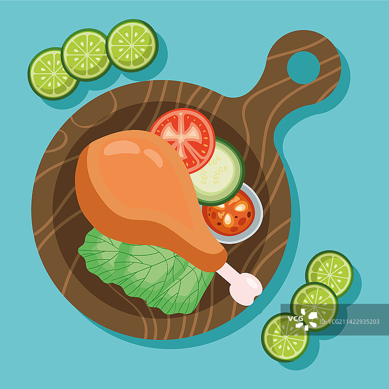 鸡腿和蔬菜图片素材