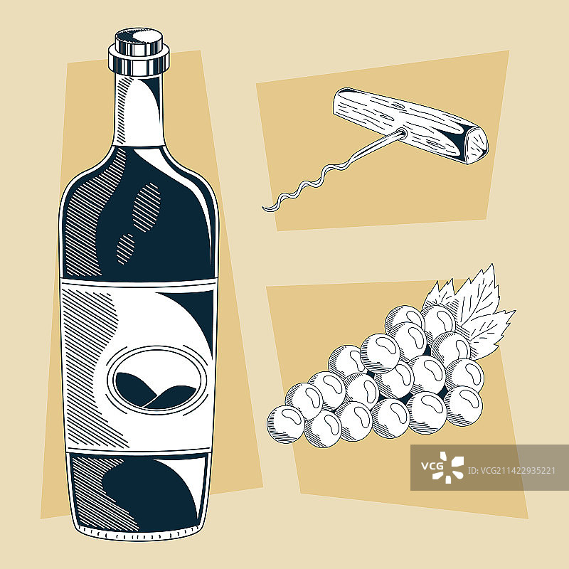 红酒瓶与开瓶器图片素材