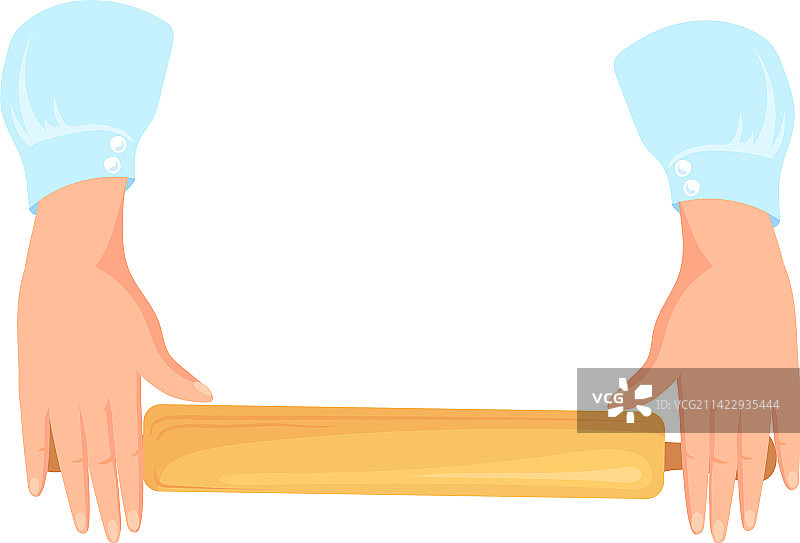 卡通手部擀面杖揉面图片素材
