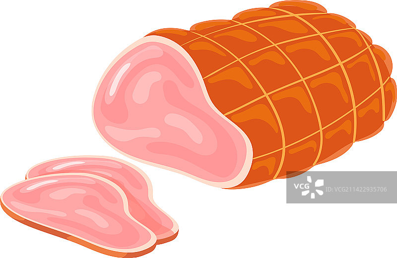 烟熏火腿卡通图标切片熟肉图片素材