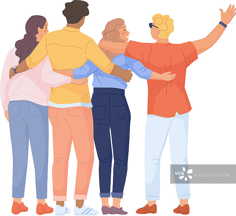 年轻人团结友谊的背影图片素材