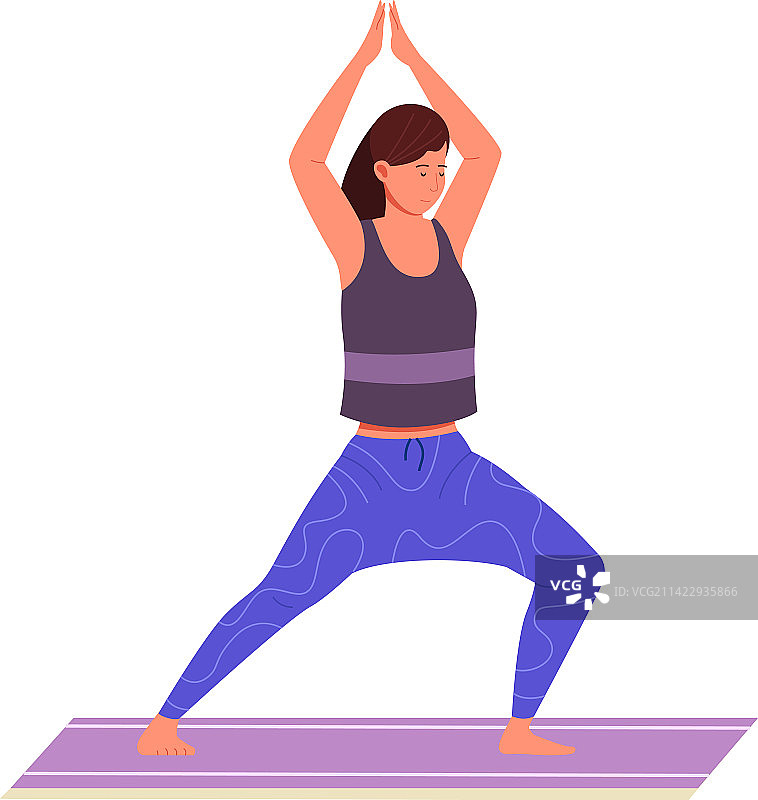 女人在家中做瑜伽平衡练习图片素材