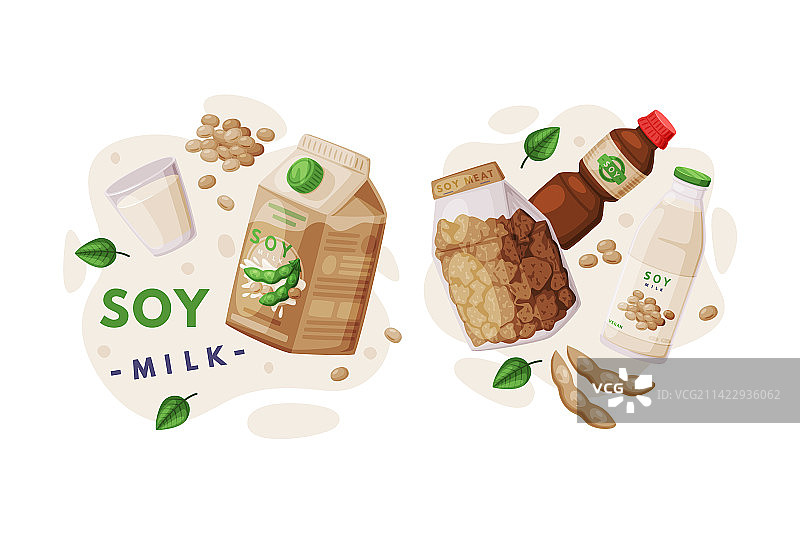 大豆植物天然豆制品与牛奶图片素材