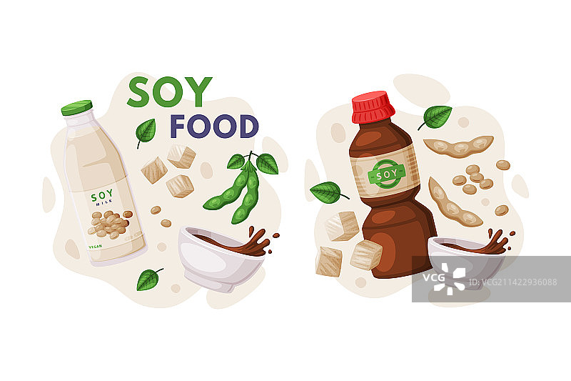 大豆植物天然豆制品与牛奶图片素材