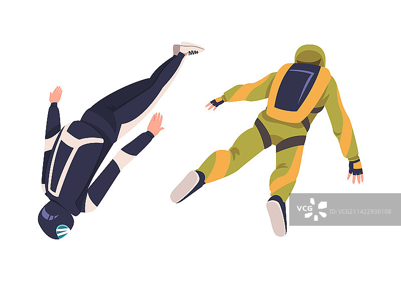 男人跳伞和自由落体图片素材