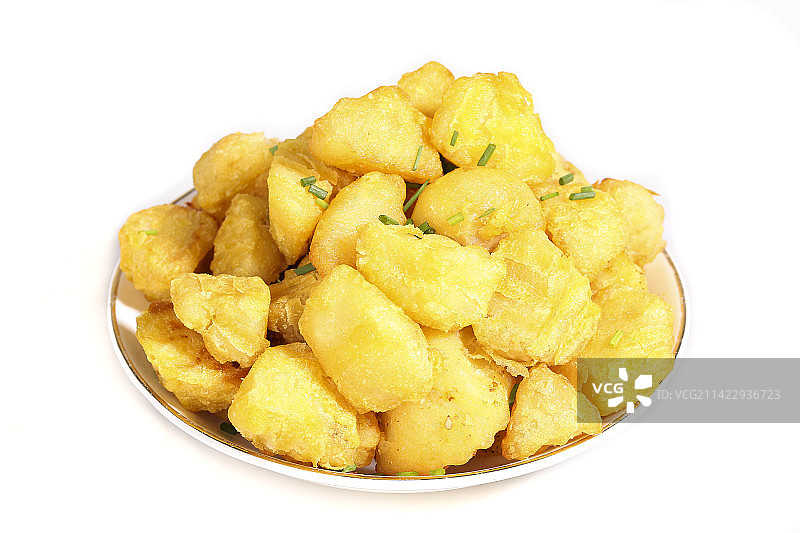 白底上的锅巴土豆图片素材
