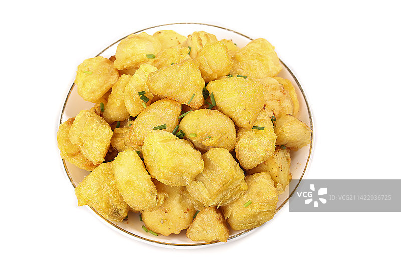 白底上的锅巴土豆图片素材