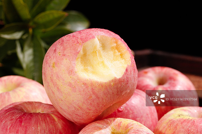 深底上的红富士苹果图片素材