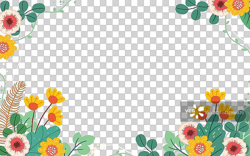 春天户外小野花鲜花花卉边框图片素材