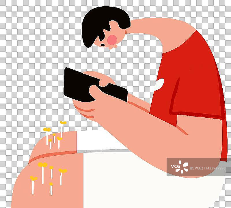 低头玩手机的人插画风格图片素材