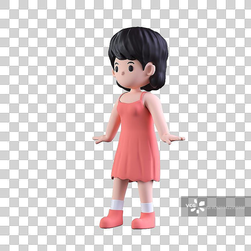 3D渲染可爱的卡通女性形象图片素材