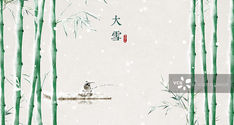 大雪二十四节气插画展板图片素材