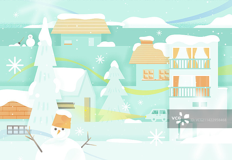 二十四节气冬天大雪插画图片素材