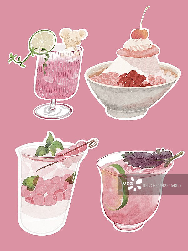 水彩水蜜桃饮品图片素材
