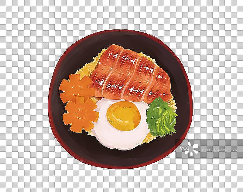 鳗鱼饭盖饭午饭外卖中餐食物鸡蛋手绘插画元素图片素材