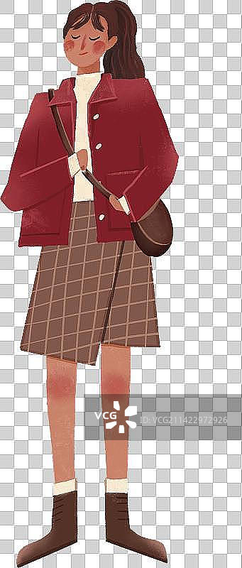 早春女生穿搭图片素材