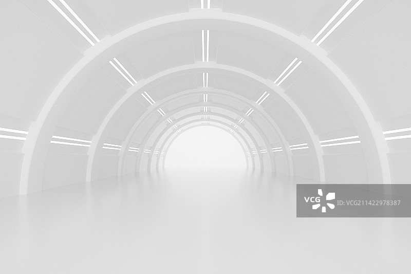 3D渲染拱形走廊隧道空间背景图片素材