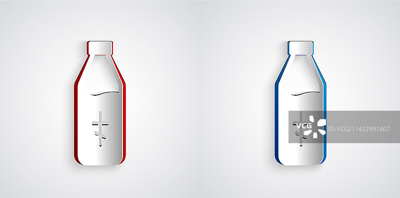 灰色背景上的剪纸圣水瓶图标图片素材