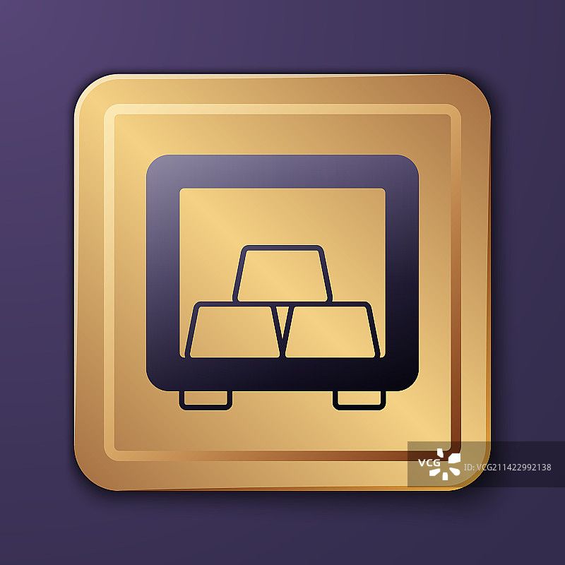 紫色背景上的金色金条保险箱图标图片素材