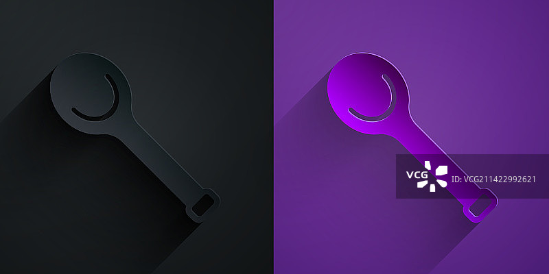 黑色背景上的剪纸桑拿勺图标图片素材