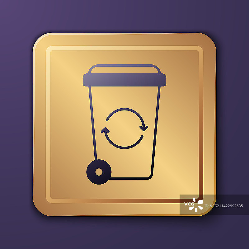 带回收符号图标的紫色回收箱图片素材