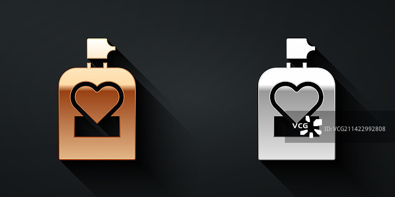 黑色背景上孤立的金银香水图标图片素材
