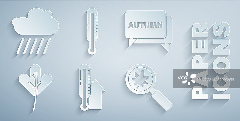 带语音气泡的气象温度计套装图片素材