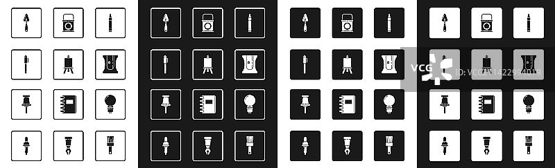 用于绘画的蜡笔、画架和油画艺术素材图片素材