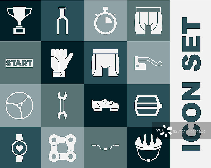 自行车头盔脚踏板刹车秒表套装图片素材