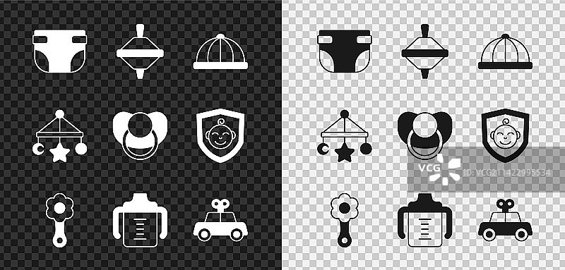 婴儿尿布风车玩具帽子拨浪鼓套装图片素材