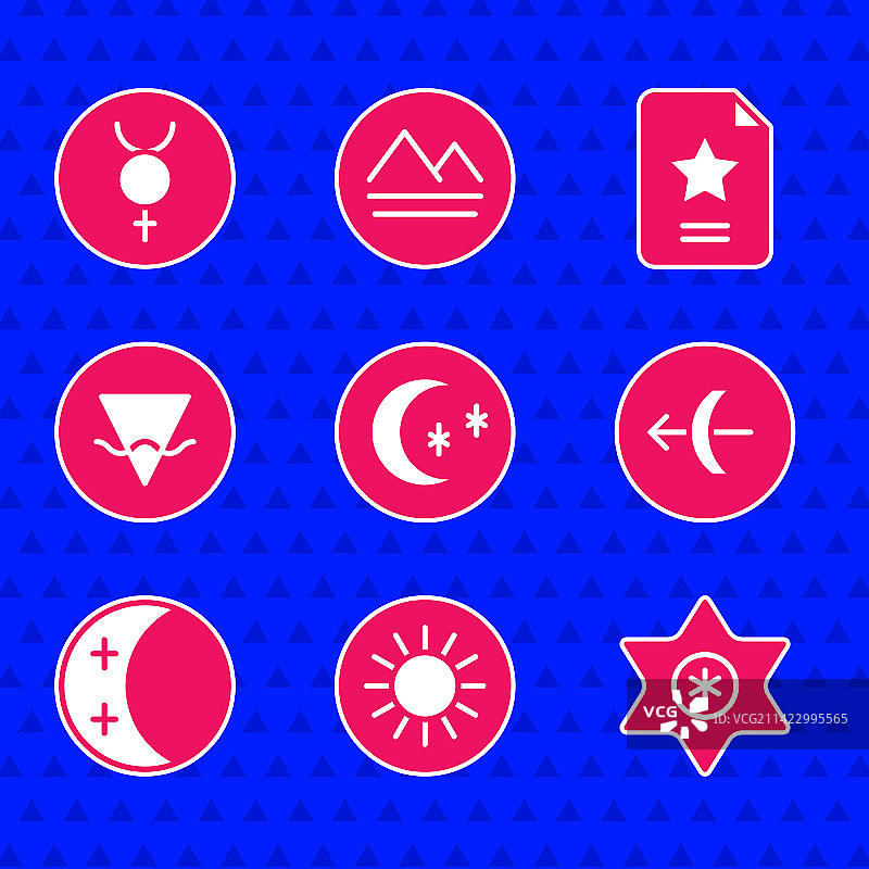 月亮星星太阳射手座图标套装图片素材