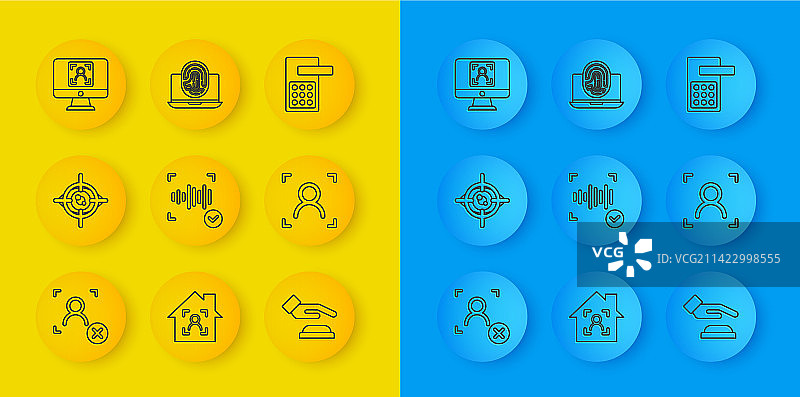 拒绝人脸识别眼睛扫描系列线条图标图片素材