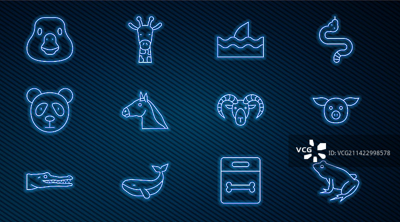 海浪中的青蛙、猪、鱼翅和马图片素材