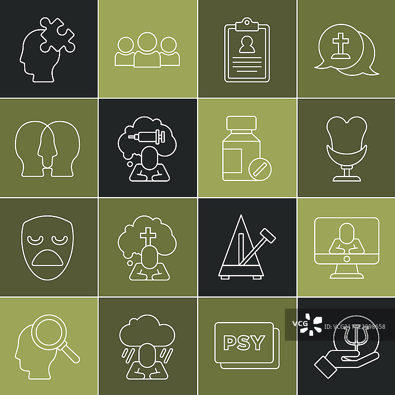 在线心理咨询师PSI心理学线条设计图片素材