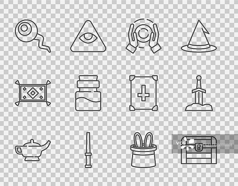 阿拉丁神灯古董宝藏线条图片素材