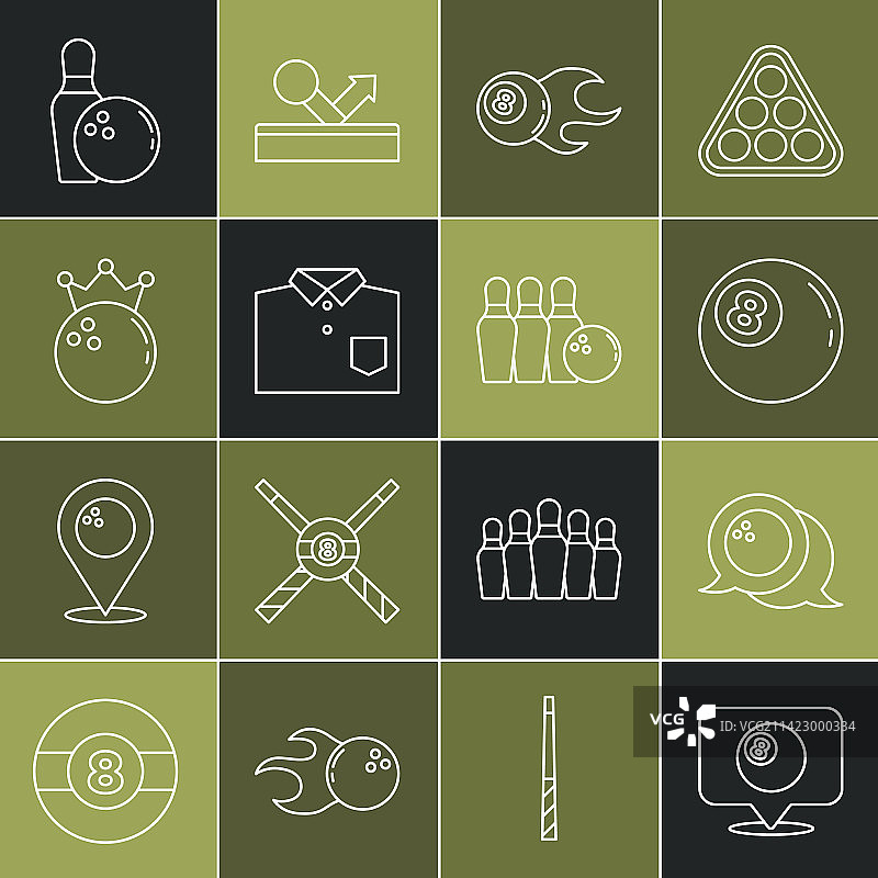 带台球和保龄球的路线合集图片素材