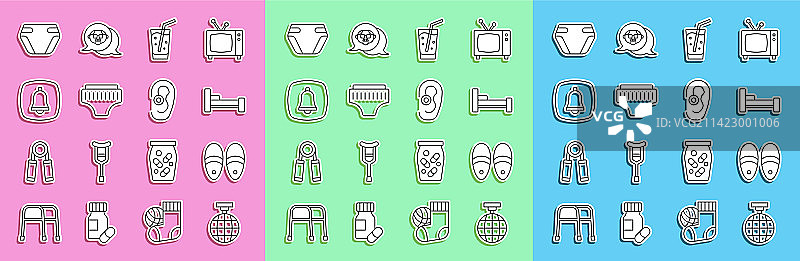 迪斯科球、拖鞋和玻璃杯图标图片素材