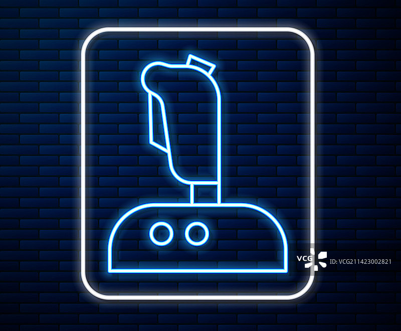 发光霓虹灯线街机游戏操纵杆图标图片素材