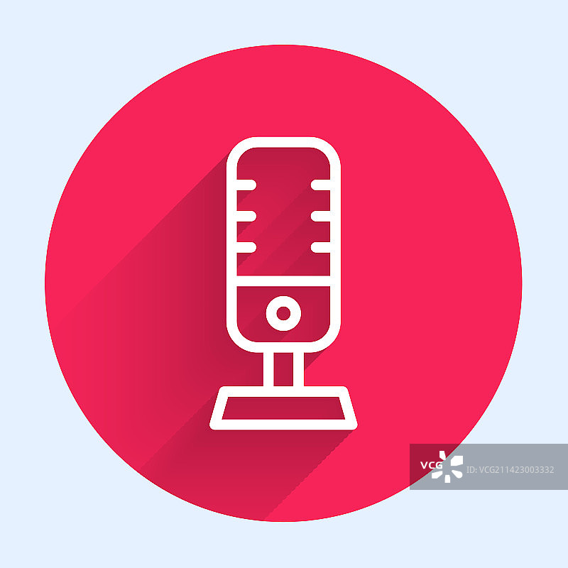 白色线条麦克风图标，长阴影图片素材