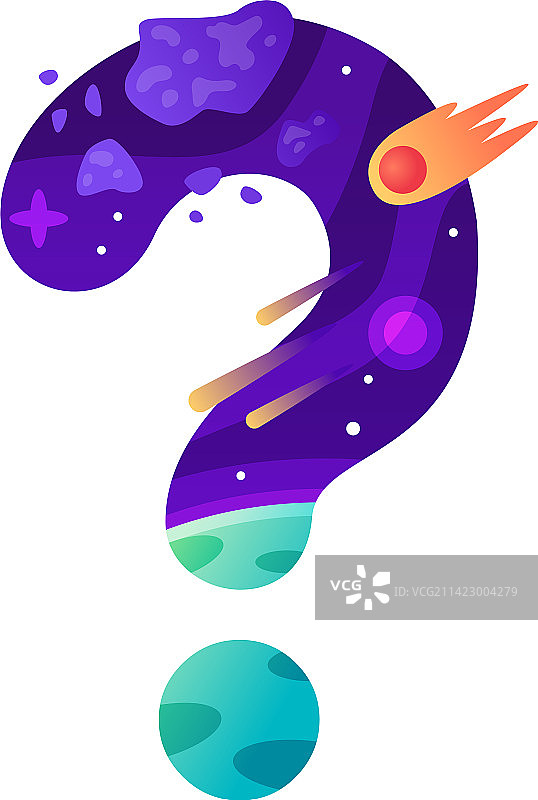 带彗星的太空问号标点符号图片素材