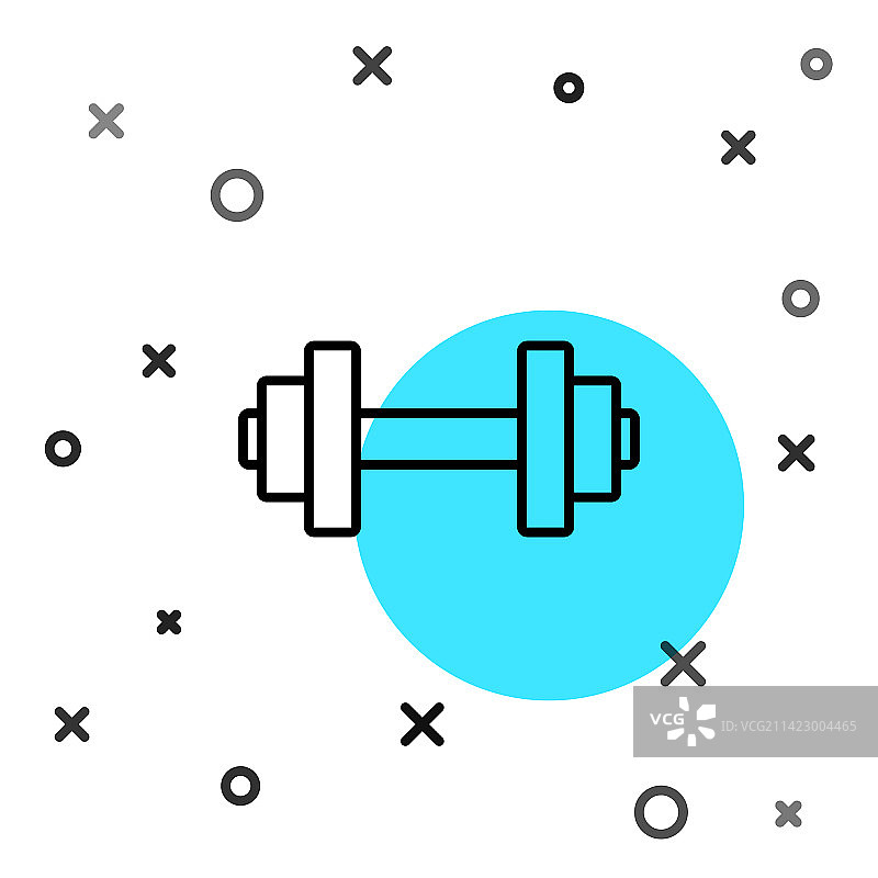 白色背景上的黑色线条哑铃图标图片素材