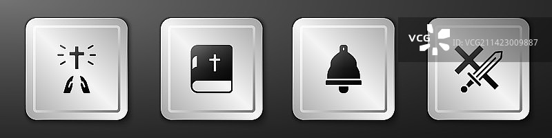 祈祷的手与《圣经》图片素材