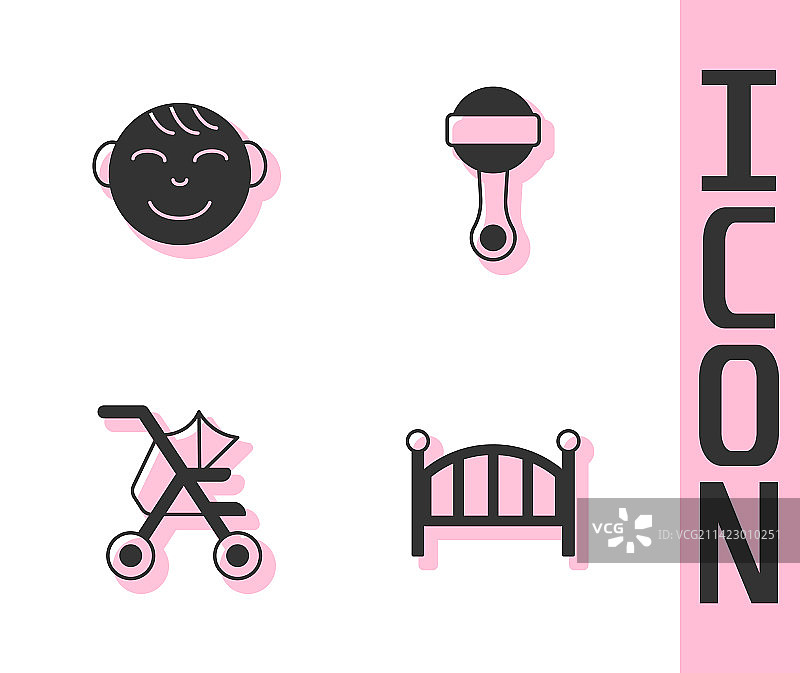 婴儿床摇篮床上的小男孩头部图片素材