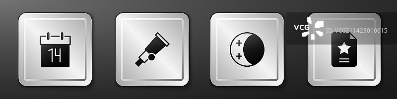 日历设置：望远镜和日食图片素材