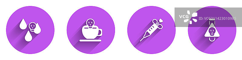 酸雨咖啡杯与骷髅注射器图片素材