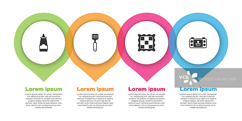 调味瓶、刮铲、格子餐巾合集图片素材