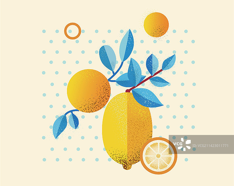 噪点柠檬插画图片素材