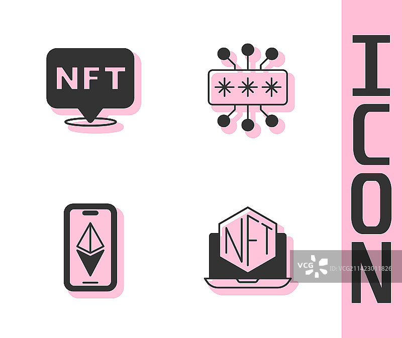 带有艺术品商店APP和NFT数字加密货币的笔记本电脑图片素材